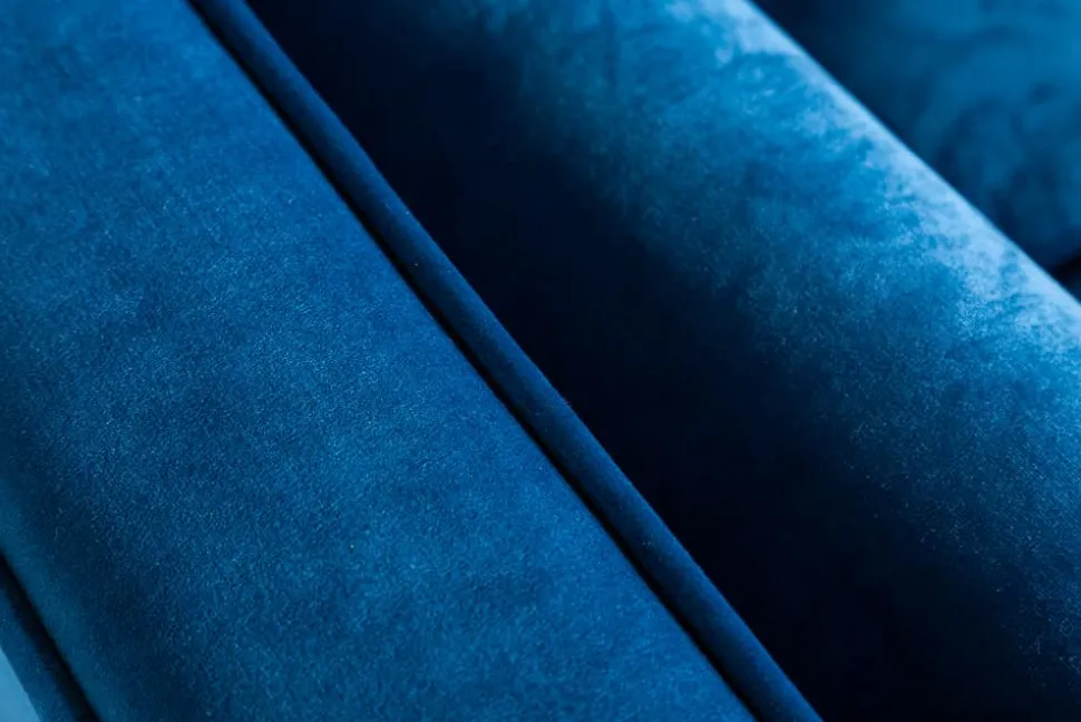 Design 3-Sitzer Sofa COZY VELVET 220cm petrol blau Samt Federkern Lounge