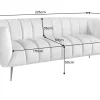 Design 3-Sitzer Sofa NOBLESSE 225cm grau Samt Federkern schwarze Metallfüße
