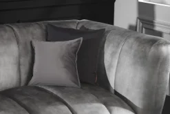 Design 3-Sitzer Sofa NOBLESSE 225cm grau Samt Federkern schwarze Metallfüße