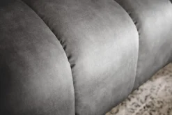 Design 3-Sitzer Sofa NOBLESSE 225cm grau Samt Federkern schwarze Metallfüße