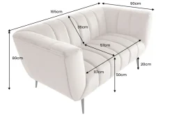 Design 2-Sitzer Sofa NOBLESSE 165cm champagner Samt schwarze Metallfüße Federkern