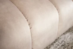 Design 3-Sitzer Sofa NOBLESSE 225cm champagner beige Samt 3-Sitzer Federkern schwarze Metallfüße