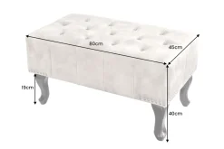 Design Sitzhocker CHESTERFIELD 80cm champagner beige Samt Knopfheftung Nietenbesatz