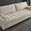 Design Sofa COZY VELVET 220cm beige Chenille Federkern 3-Sitzer mit goldener Kappe