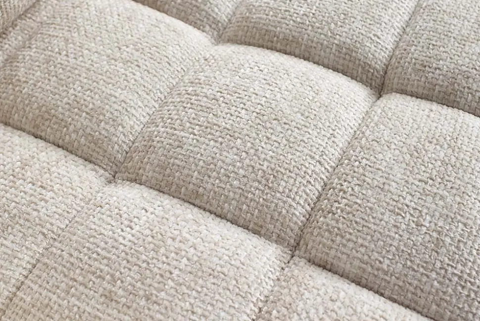 Design Sofa COZY VELVET 220cm beige Chenille Federkern 3-Sitzer mit goldener Kappe