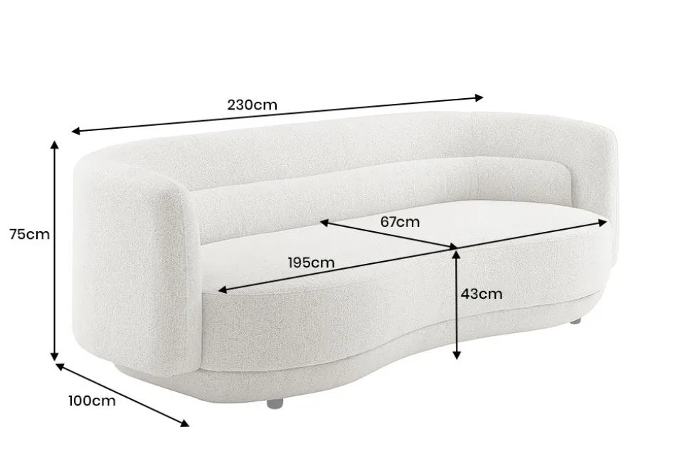 Design Sofa GATSBY 230cm beige Chenille Federkern 3-Sitzer Couch Rundum-Bezug