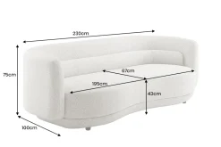 Design Sofa GATSBY 230cm greige Chenille Federkern 3-Sitzer Couch Rundum-Bezug