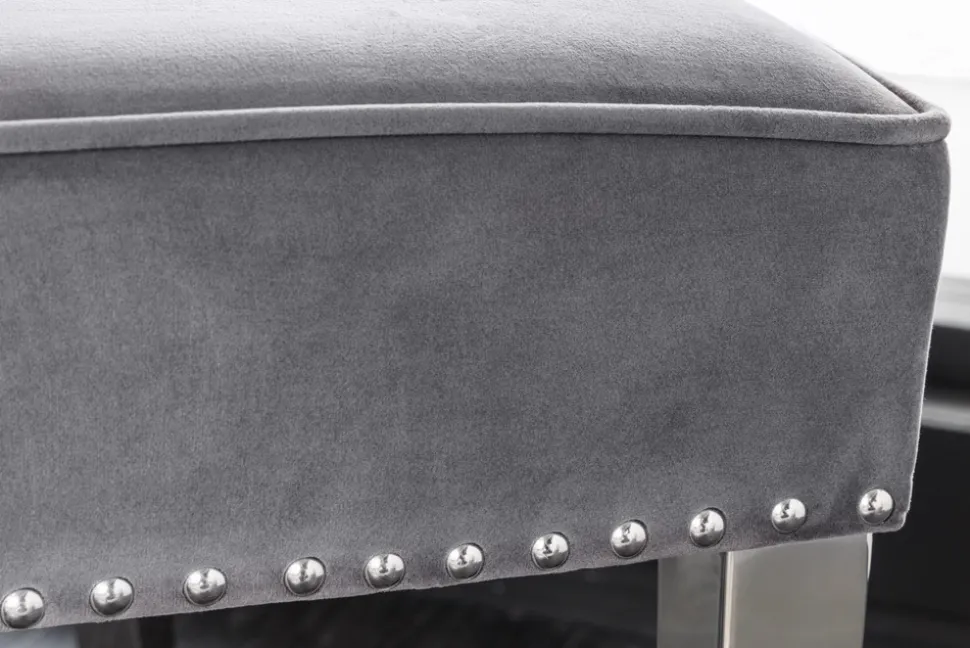Design Sofabank CASTLE DELUXE 165cm grau Samt Löwenkopf Chesterfield Barock