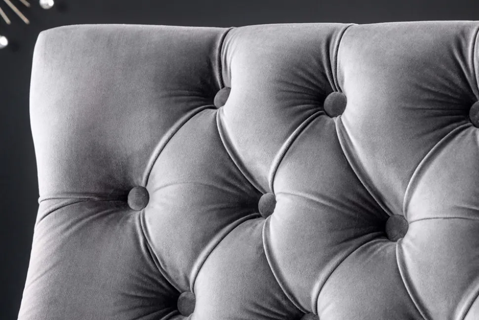 Design Sofabank CASTLE DELUXE 165cm grau Samt Löwenkopf Chesterfield Barock