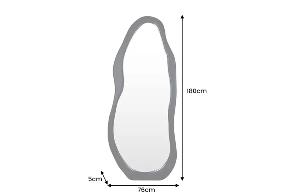 Design Spiegel ORGANIC 180cm schwarz Standspiegel Wandspiegel abgerundeter Rahmen