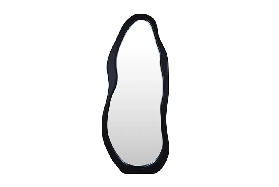Design Spiegel ORGANIC 180cm schwarz Standspiegel Wandspiegel abgerundeter Rahmen