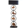 Design Stehlampe ELEMENTS 147cm schwarz Baumwollschirm Fuß mit Massivholz