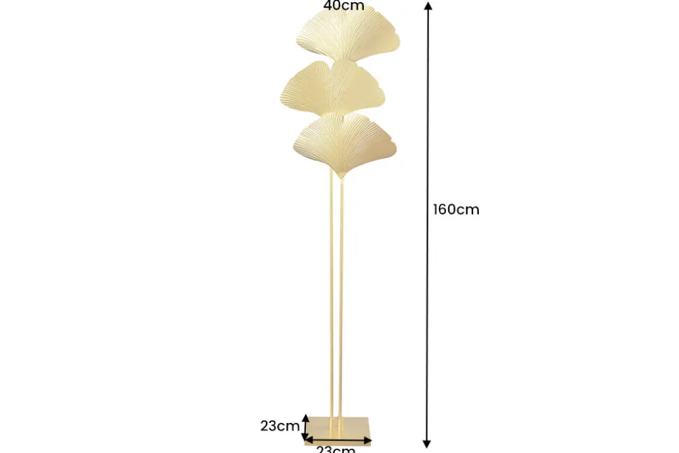 Design Stehlampe GINKGO 160cm gold Metall