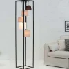 Design Stehlampe LEVELS 180cm schwarz grau 5 Leinenschirme