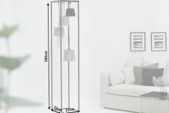 Design Stehlampe LEVELS 180cm schwarz grau 5 Leinenschirme