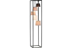 Design Stehlampe LEVELS 180cm schwarz grau 5 Leinenschirme