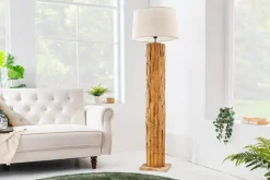 Design Stehlampe ROOTS 160cm Treibholz Leinenschirm beige handmade