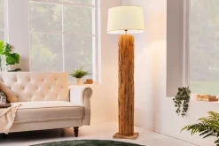 Design Stehlampe ROOTS 160cm Treibholz Leinenschirm beige handmade
