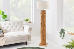 Design Stehlampe ROOTS 160cm Treibholz Leinenschirm beige handmade