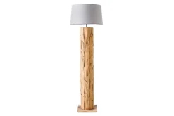 Design Stehlampe ROOTS 160cm Treibholz Leinenschirm grau handmade