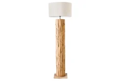 Design Stehlampe ROOTS 160cm Treibholz Leinenschirm beige handmade