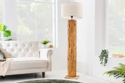 Design Stehlampe ROOTS 160cm Treibholz Leinenschirm beige handmade
