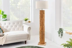 Design Stehlampe ROOTS 160cm Treibholz Leinenschirm beige handmade