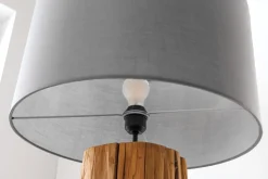 Design Stehlampe ROOTS 160cm Treibholz Leinenschirm grau handmade