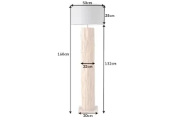 Design Stehlampe ROOTS 160cm Treibholz Leinenschirm grau handmade