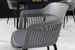 Design Stuhl AIRE grau Kunststoff Stahlgestell Indoor Outdoor inkl. Kissen