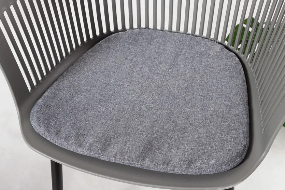 Design Stuhl AIRE grau Kunststoff Stahlgestell Indoor Outdoor inkl. Kissen