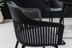 Design Stuhl AIRE schwarz Kunststoff Stahlgestell Indoor Outdoor inkl. Kissen