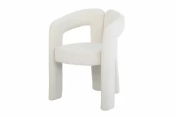 Design Stuhl ARCH creme weiß Chenille mit Armlehne Rundum-Bezug