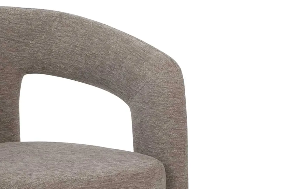 Design Stuhl ARCH greige Chenille mit Armlehne Rundum-Bezug