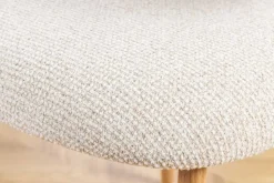 Design Stuhl BELFORT beige Strukturstoff Metallgestell Eiche
