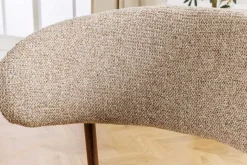 Design Stuhl BELFORT taupe beige Strukturstoff Metallgestell Walnuss