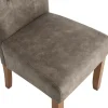 Design Stuhl CASA taupe Microfaser mit Zierknöpfen Massivholzbeine