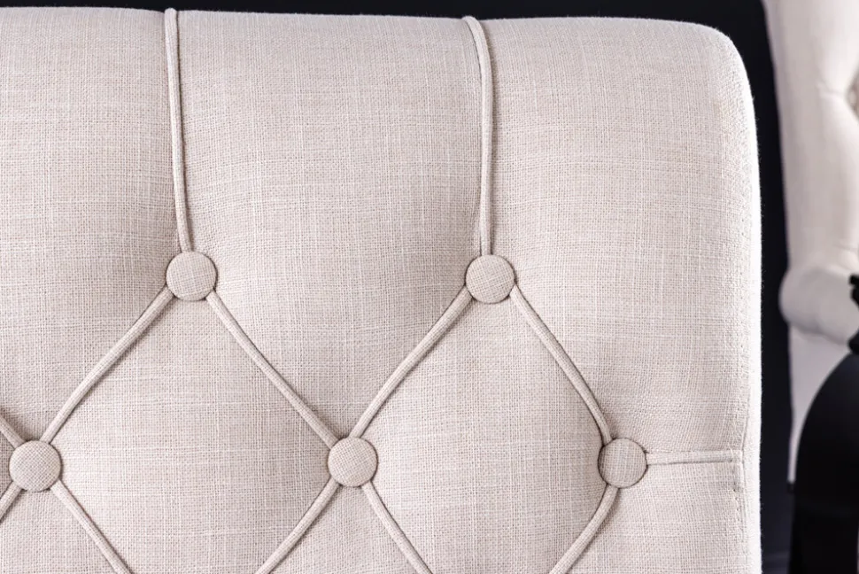 Design Stuhl CASTLE beige schwarz Strukturstoff Armlehnen Holzfüße