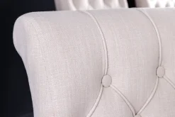 Design Stuhl CASTLE beige schwarz Strukturstoff Armlehnen Holzfüße