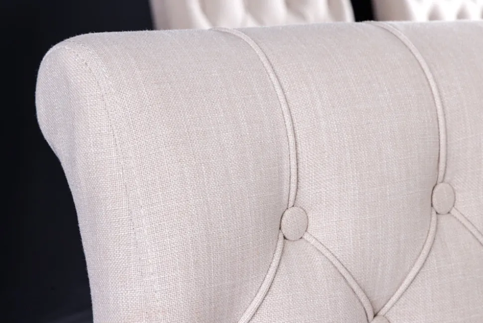 Design Stuhl CASTLE beige schwarz Strukturstoff Armlehnen Holzfüße