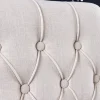 Design Stuhl CASTLE beige schwarz Strukturstoff Holzfüße Chesterfield