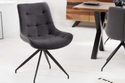 Design Stuhl DIVANI dunkelgrau Metallgestell schwarz im Retro Stil