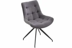 Design Stuhl DIVANI hellgrau Metallgestell schwarz im Retro Stil