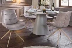 Design Stuhl DIVANI taupe Samt beiges Metallgestell