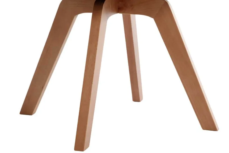Design Stuhl LIVORNO beige Strukturstoff Massivholzbeine drehbar Auto-Return-Funktion