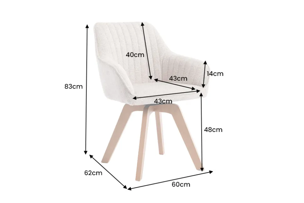 Design Stuhl LIVORNO beige Strukturstoff Massivholzbeine drehbar Auto-Return-Funktion