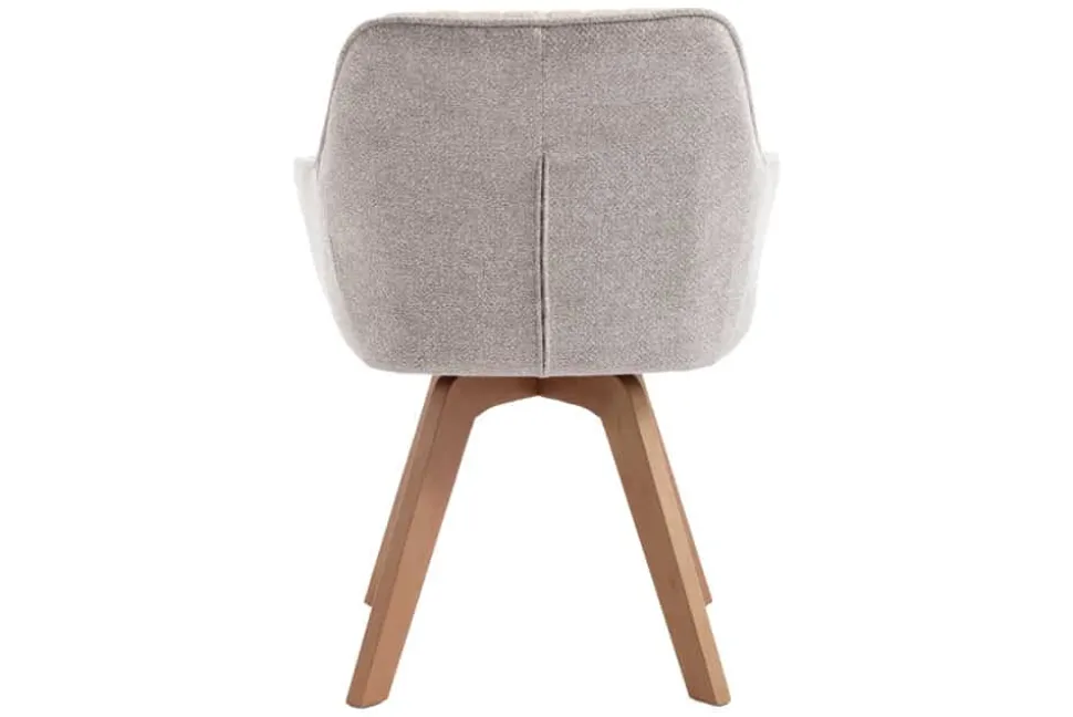 Design Stuhl LIVORNO beige Strukturstoff Massivholzbeine drehbar Auto-Return-Funktion