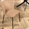 Design Stuhl LYON rosa Cord schwarze Metallbeine