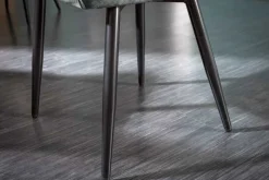 Design Stuhl MILANO grün Samt mit Armlehne Ziersteppung gepolstert schwarze Metallbeine