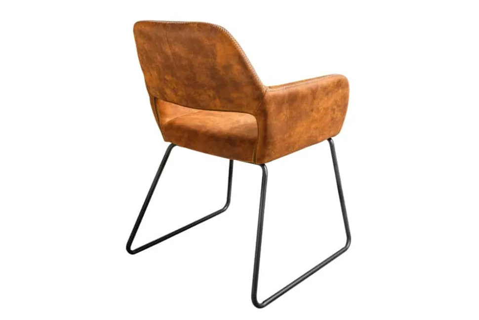 Design Stuhl MUSTANG antik braun Microfaser mit Armlehne